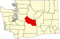 Kittitas County na mapě Washingtonu