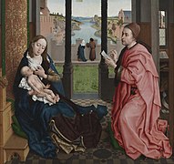 Der hl. Lukas zeichnet die Madonna, Rogier van der Weyden (Kopie, Original um 1440)