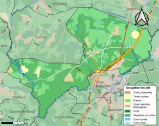 Carte en couleurs présentant l'occupation des sols.