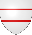 Argent, two barrulets gules