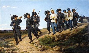 Silvestro Lega, Ritorno dei bersaglieri italiani da una ricognizione (1861).