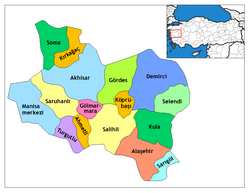 Location of Gördes within Turkey.