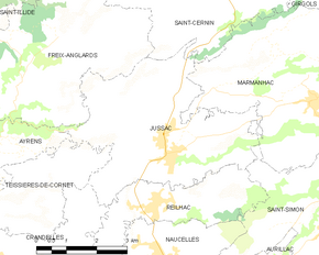 Poziția localității Jussac