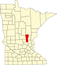 Locatie van Mille Lacs County in Minnesota