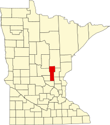 Map of Minnesota highlighting Mille Lacs County.svg