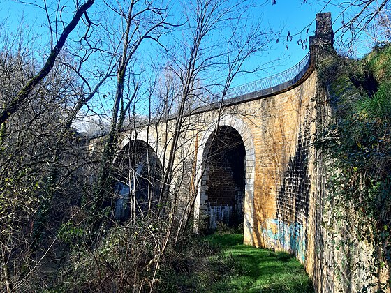 Pont de Mi-Carrère franchissant le Midou supportant la ligne de Marmande à Mont-de-Marsan