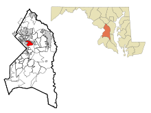 Prince George's County Maryland Incorporated and Unincorporated areas Greater Landover Highlighted.svg