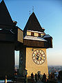 Uhrturm mit „Uhrturm-Schatten“ im Jänner 2004