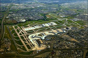 Vue aérienne de l'aéroport.