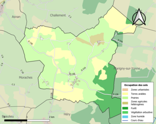 Carte en couleurs présentant l'occupation des sols.