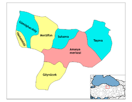 Mapa dos distritos da província de Amasia