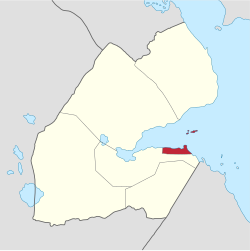 紅色區塊為吉布地市位置