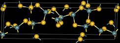 Ball and stick model of crystalline germanium sulfide.