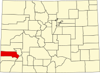 Map of Kolorado highlighting San Miguel County