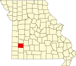 Map of Missouri highlighting Dade County