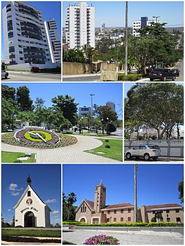 Do alto, da esquerda para a direita: Por duas vezes o bairro de Heliópolis, Relógio das Flores, Praça Dom Moura, Santuário Mãe Rainha e Seminário São José.