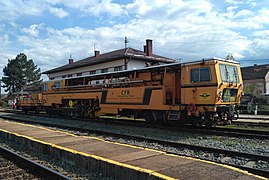 Plasser & Theurer 09-32 CSM continuous action levelling, lining and tamping machine of the Romanian Railways