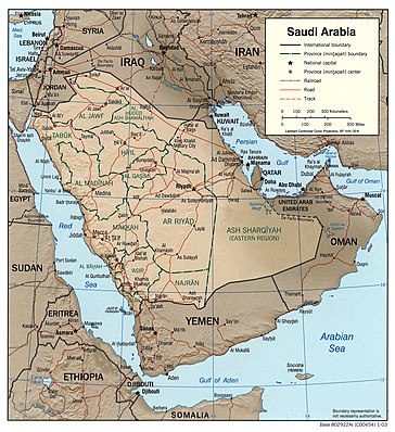 Map of Saudi Arabia.