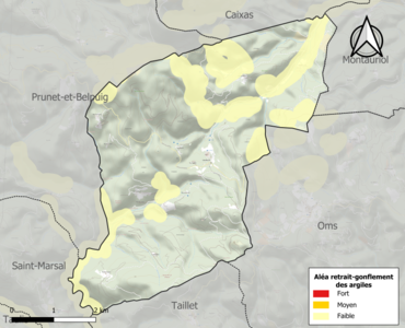 Carte des zones d'aléa retrait-gonflement des argiles.