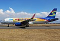 A Spirit Airlines airplane at Toluca. This airplane has a special paint job.