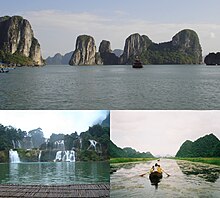 Hạ Long Körfezi, Yến Nehri ve Bản-Giốc Şelalelerini gösteren resimler