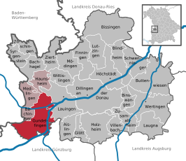 Kaart van Gundelfingen an der Donau