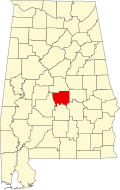 Map of Alabama highlighting Autauga County