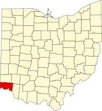 Locatie van Hamilton County in Ohio