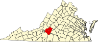 Map of Virginia highlighting Bedford County