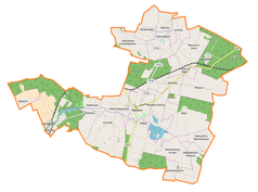 Mapa konturowa gminy Rejowiec, w centrum znajduje się punkt z opisem „Rejowiec”