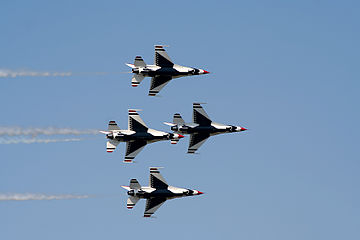 Het Thunderbirds-demonstratieteam van de Amerikaanse Luchtmacht.