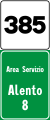 Motorway location marker and distance from the service area (vertical version)