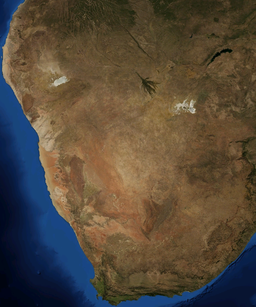 A satellite image of the Kalahari by NASA World Wind