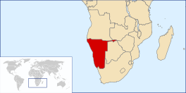 Ligging van Namibie