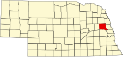 map of Nebraska highlighting Dodge County