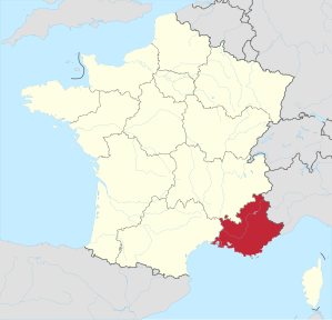 Lage der Region Provence-Alpes-Côte d’Azur in Frankreich