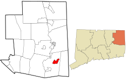 Location in Windham County and the state of Connecticut.