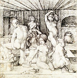 Albrecht Dürer, Vrouwen in bad. (1496)