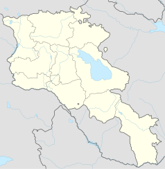 Mapa konturowa Armenii, u góry po lewej znajduje się punkt z opisem „Karmrawan”