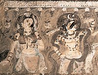 Left corridor, devatas standing at a balcony (detail).