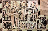 Donors in Tocharian clothing, Kizilgaha cave 14, Kucha