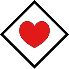 red heart in black square