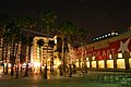 Night view of the Circle of Palms Plaza and the San Jose Museum of Art