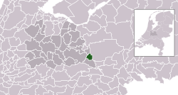 Highlighted position of Veenendaal in a municipal map of Utrecht