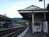 Looking east, with the island platform on the left in May 2008