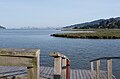 Blick von Strawberry über die Richardson Bay nach Süden. Im Hintergrund die Skyline von San Francisco.