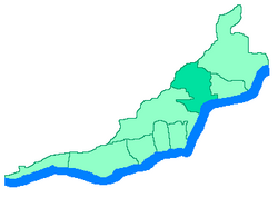 ヤルタ基礎自治体内のヤルタの位置の位置図