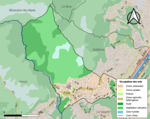 Carte en couleurs présentant l'occupation des sols.