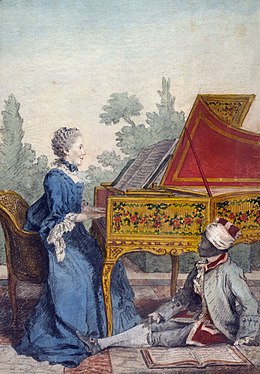 Mlle Desgots jouant du clavecin, avec son "nègre" Laurent (1766), Paris, musée Carnavalet.