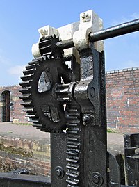 Lock gate lifter on a canal